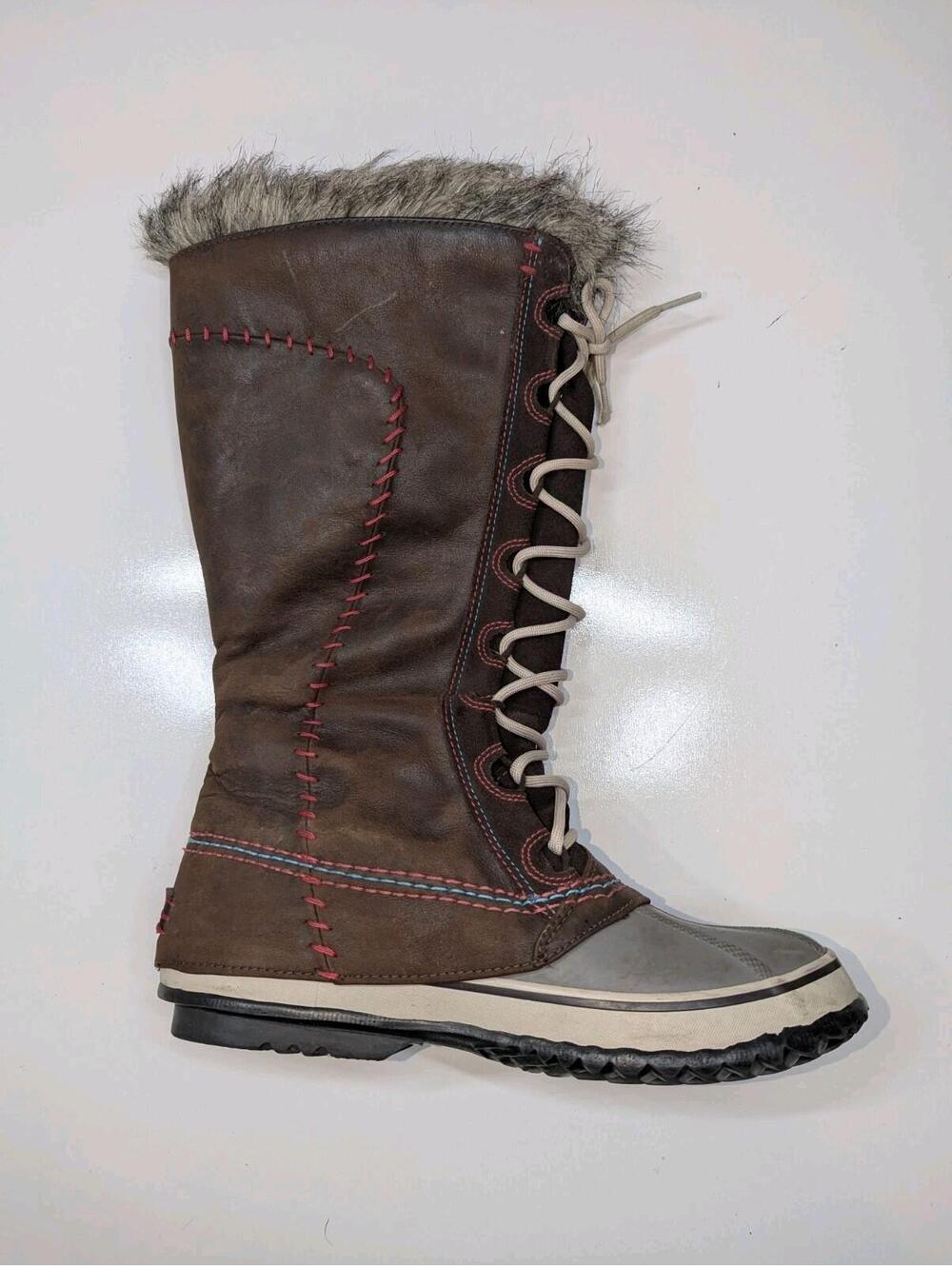 SOREL Cate The Great Women's Size 9 Brown Leather Snow Winter Tall Boots